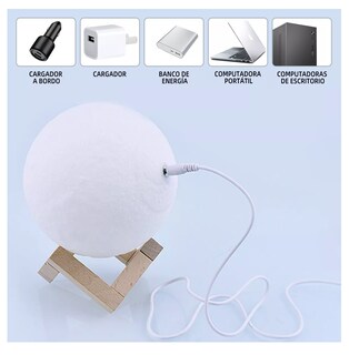 Foto 4 | Lámpara Luna 15 Cm 3d 16 Colores Touch/control Recargable Color De La Estructura Madera Clara