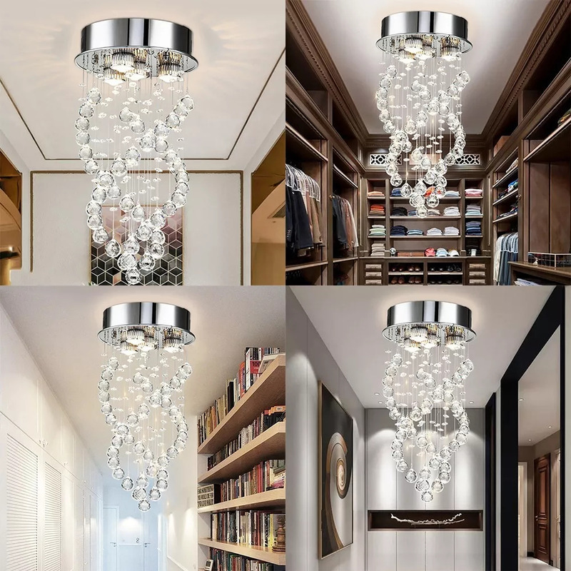 Foto 2 | Lámpara Colgante De Cristal En Espiral, Estilo Moderno, 4 Led, G10, 5 W - Venta Internacional.