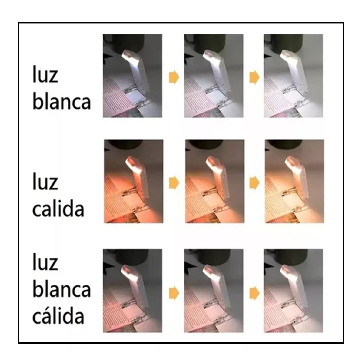 Foto 3 pulgar | Luz Led con Clip para Leer Libros Recargable Usb 9 Modes Blanco