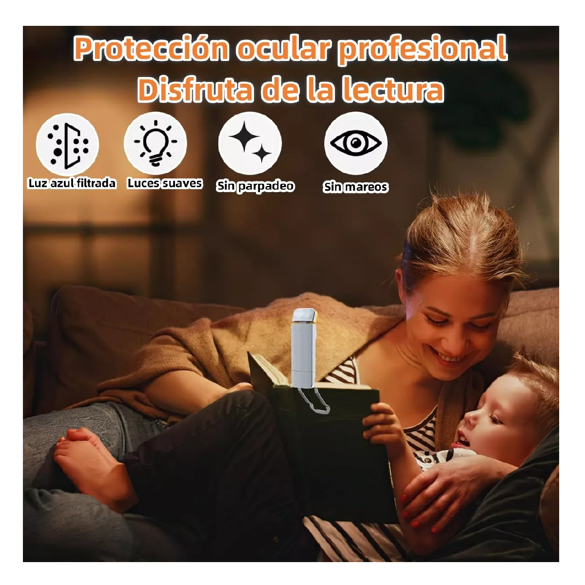 Foto 4 pulgar | Luz Led con Clip para Leer Libros Recargable Usb 9 Modes Blanco