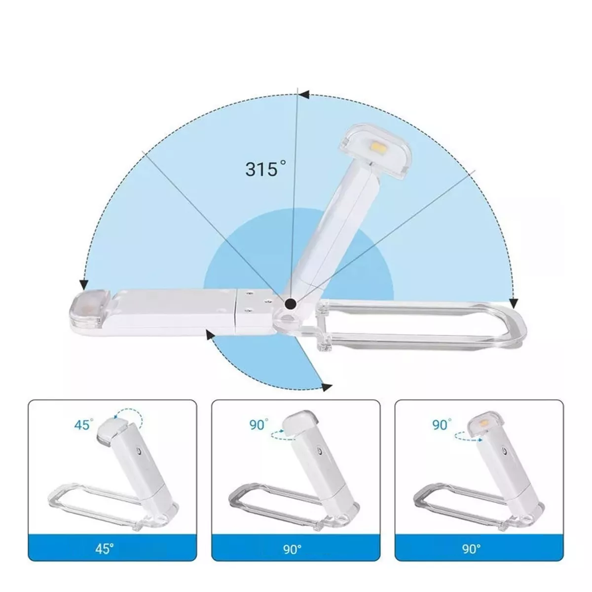 Foto 5 pulgar | Luz Led con Clip para Leer Libros Recargable Usb 9 Modes Blanco
