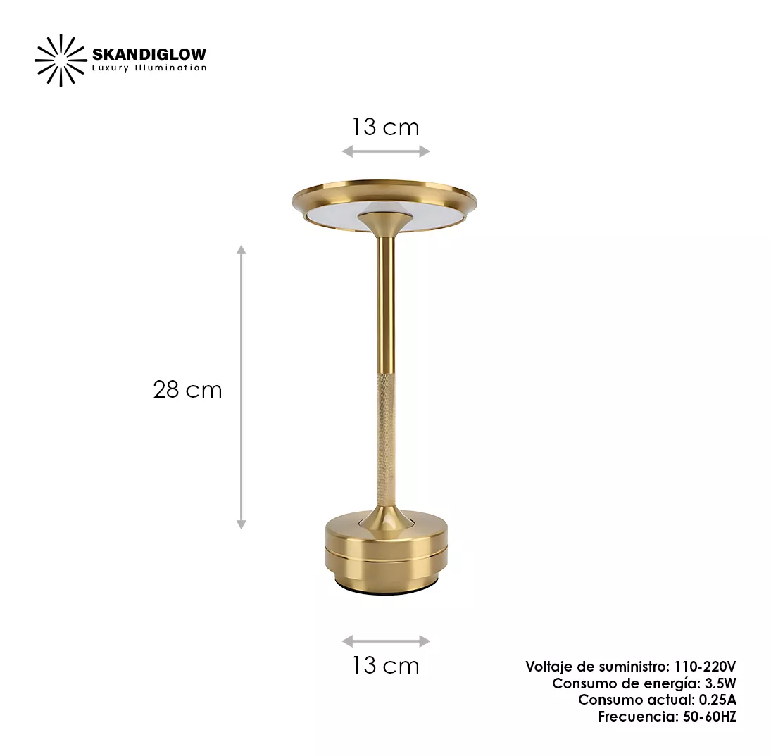 Foto 4 pulgar | Lámpara de Mesa Skandiglow Dorada con Pantalla Blanca de 28 cm de Altura