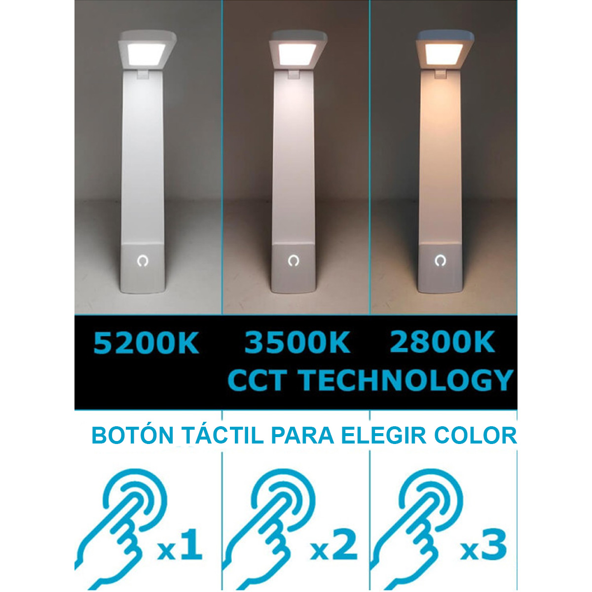 Foto 5 pulgar | Lámpara De Escritorio Led Con Control Táctil Soporte Celular Recargable Color Blanco