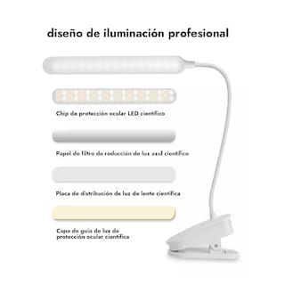 Foto 4 | Lámpara De Escritorio Mesa Led Recargable Con Clip Y 30 Luz Blanco