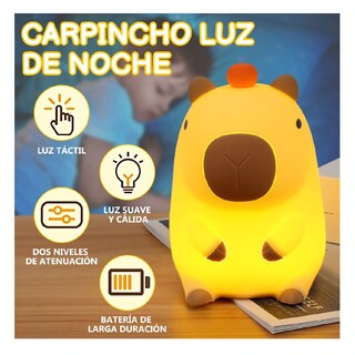 Foto 4 | Lámpara Nocturna De Silicona Capibara De Control Táctil Beige