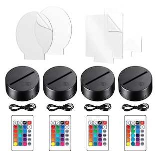 Foto 1 | Base De Lámpara Led 3d De 4 Piezas Con Remoto Acrílico, Negro/transparente