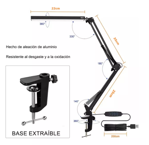 Foto 4 pulgar | Lámpara Wünd De Escritorio Led, Brazo Oscilante De 360°, 3 Modos