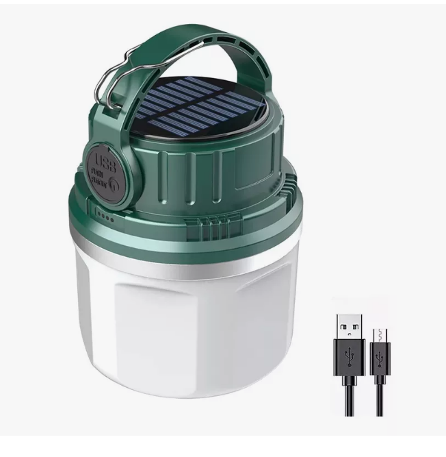 Lámpara Recargable Solar Linterna Camping Led --para Acampar Color Verde Wünd