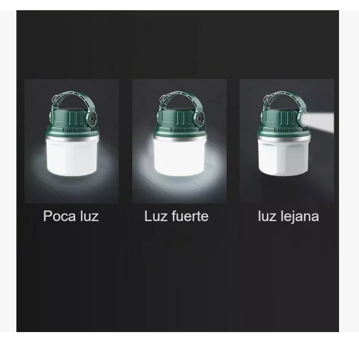 Foto 4 pulgar | Lámpara Recargable Solar Linterna Camping Led --para Acampar Color Verde Wünd