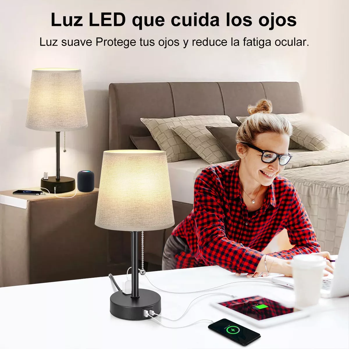 Foto 3 pulgar | Lámpara de Escritorio Led con Focos Eo Safe Imports ESI-16903 Gris 2 Piezas