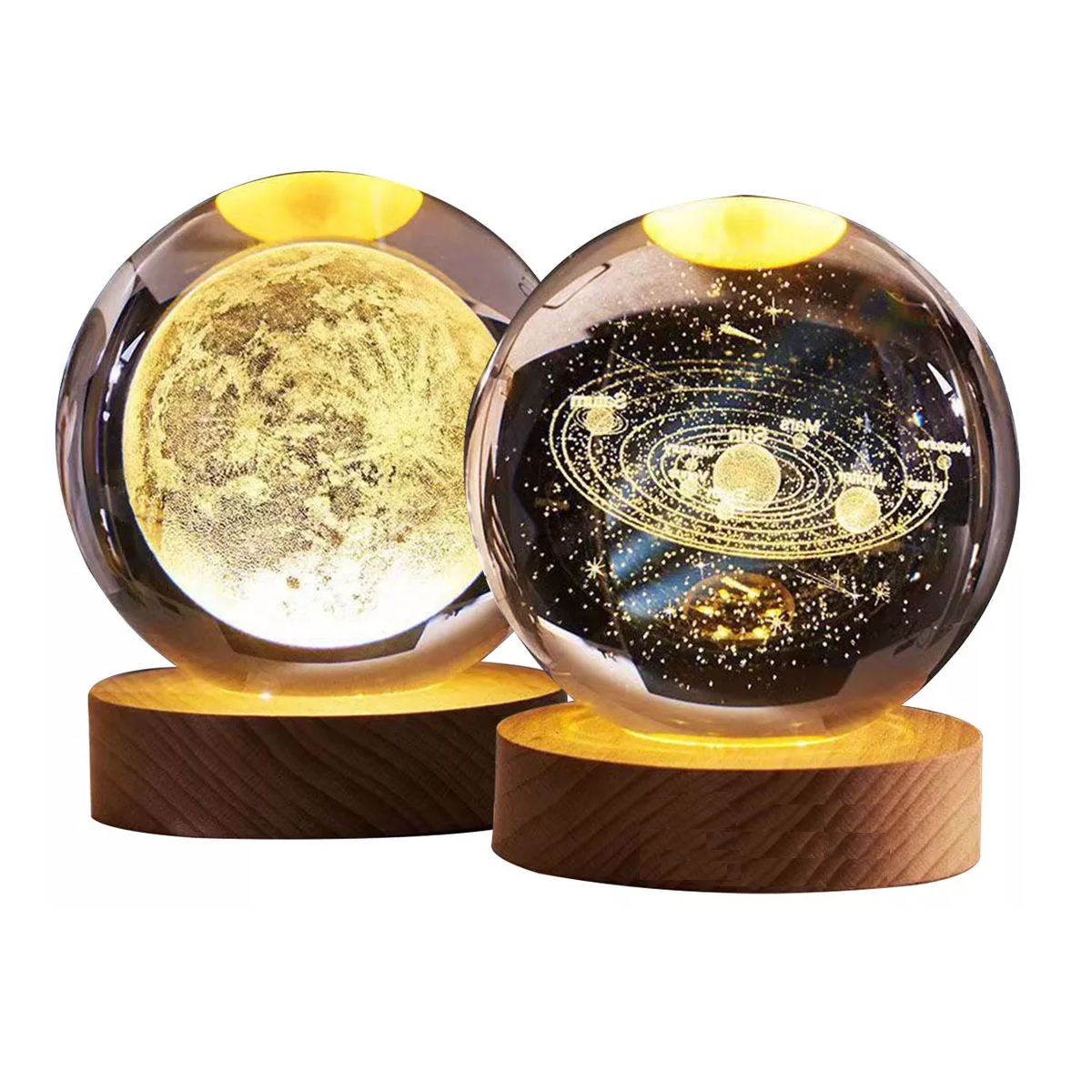 Foto 2 pulgar | Luz Led Nocturna 3D Bola de Cristal Luna y Sistema Solar Eo Safe Imports ESI-16906 Multicolor 2 Piezas