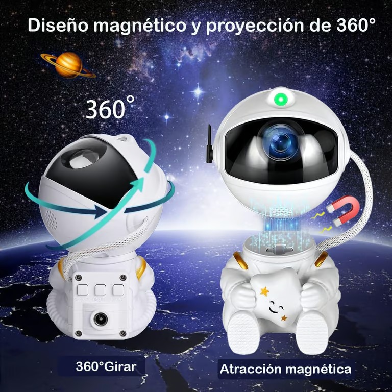 Foto 4 pulgar | Mini Proyector De Astronauta Con Proyeccion De Galaxia