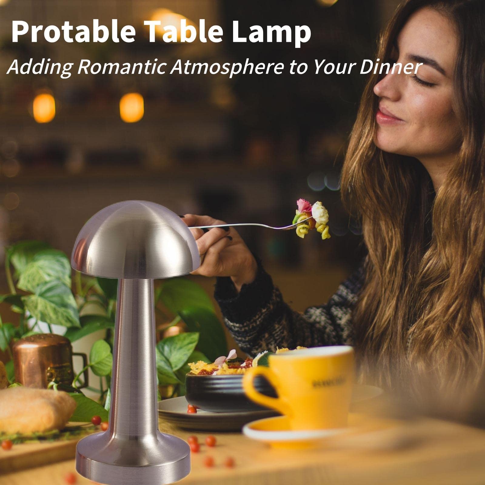 Foto 5 pulgar | Lámpara de Mesa Bedside Touch Inalámbrica Recargable Led Plateada - Venta Internacional