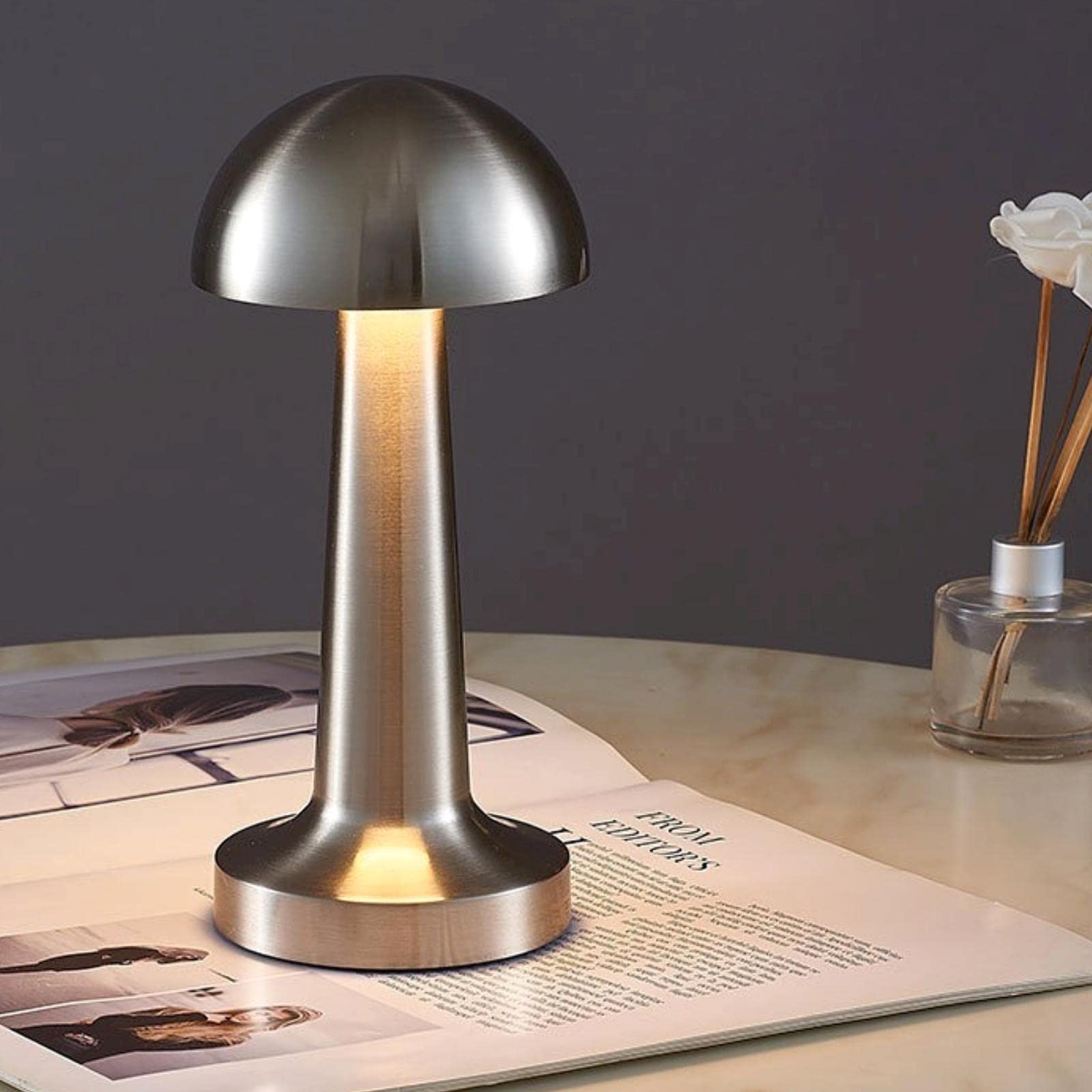 Foto 6 pulgar | Lámpara de Mesa Bedside Touch Inalámbrica Recargable Led Plateada - Venta Internacional