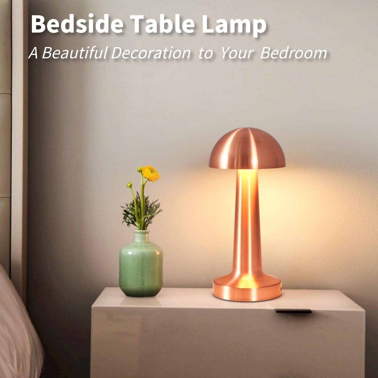 Foto 4 pulgar | Lámpara de Mesa Bedside Touch Inalámbrica Recargable Led Oro Rosa - Venta Internacional