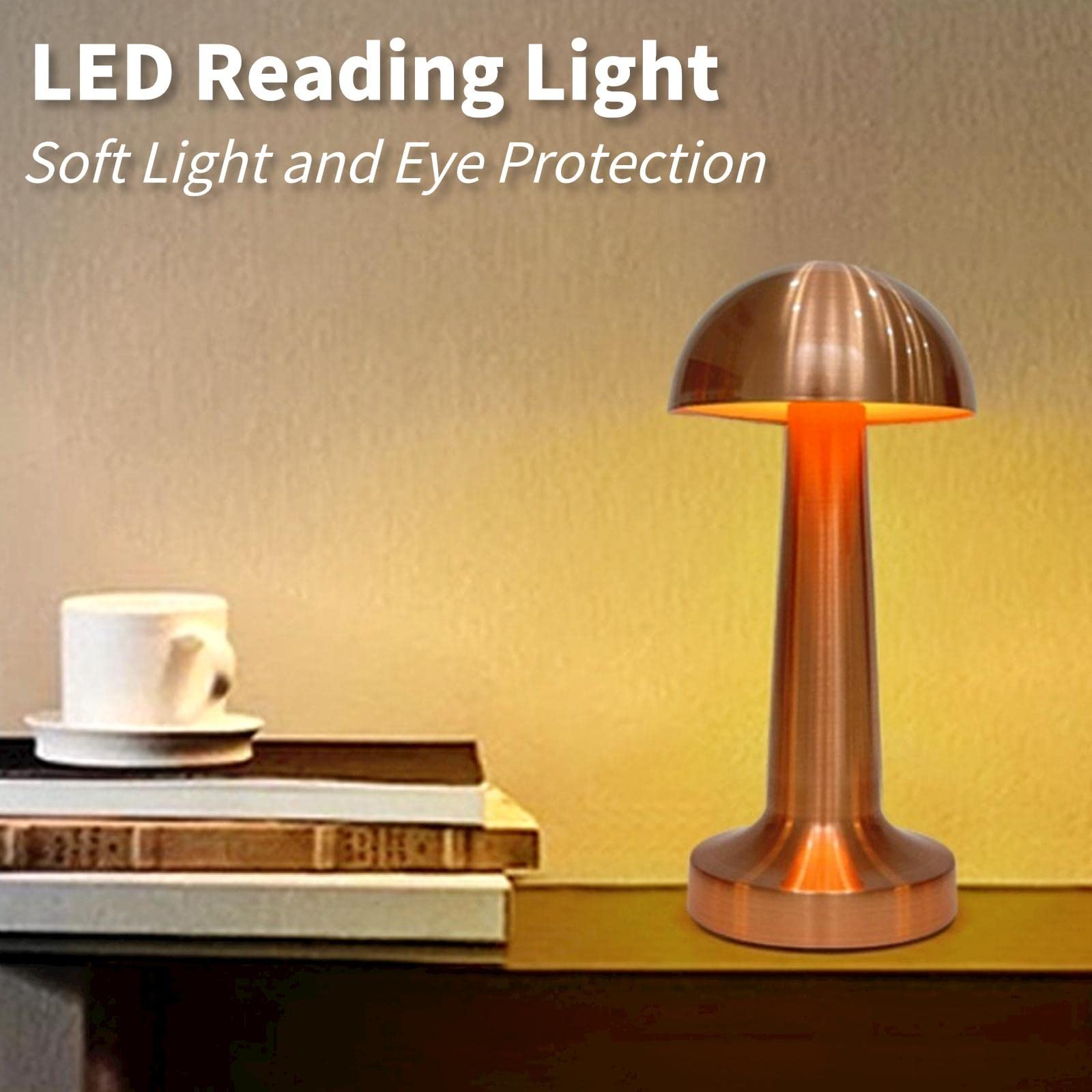 Foto 5 pulgar | Lámpara de Mesa Bedside Touch Inalámbrica Recargable Led Oro Rosa - Venta Internacional