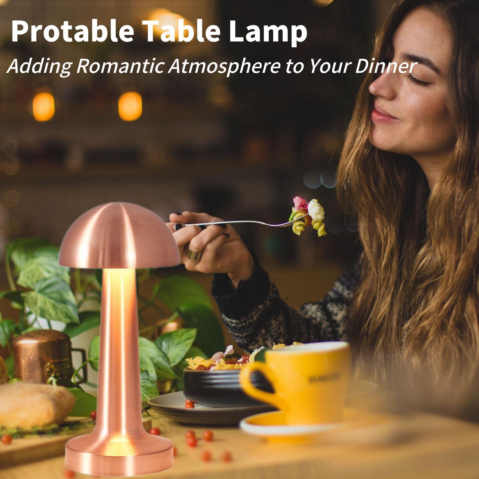 Foto 6 pulgar | Lámpara de Mesa Bedside Touch Inalámbrica Recargable Led Oro Rosa - Venta Internacional