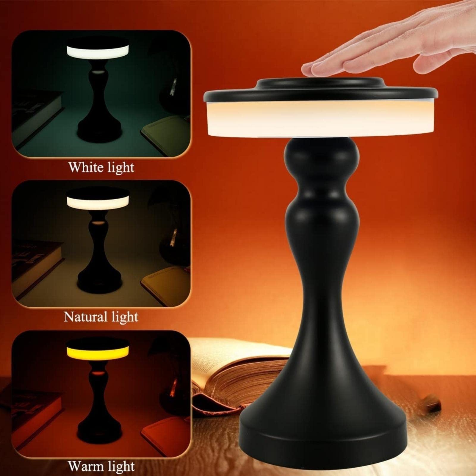 Foto 3 pulgar | Lámpara De Mesa Gzkpl, Mesita De Noche Inalámbrica, Led Regulable, Negra - Venta Internacional.