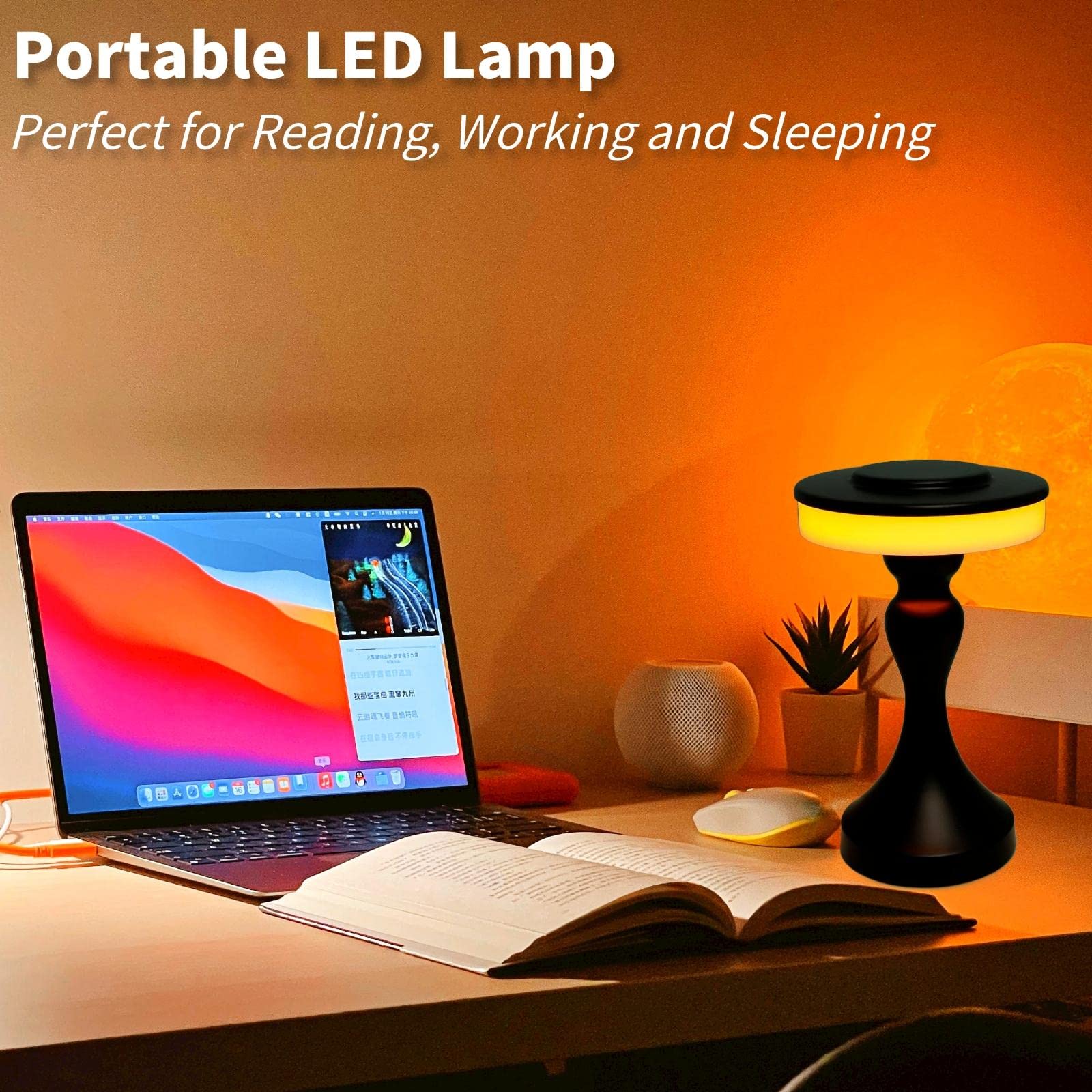 Foto 5 pulgar | Lámpara De Mesa Gzkpl, Mesita De Noche Inalámbrica, Led Regulable, Negra - Venta Internacional.