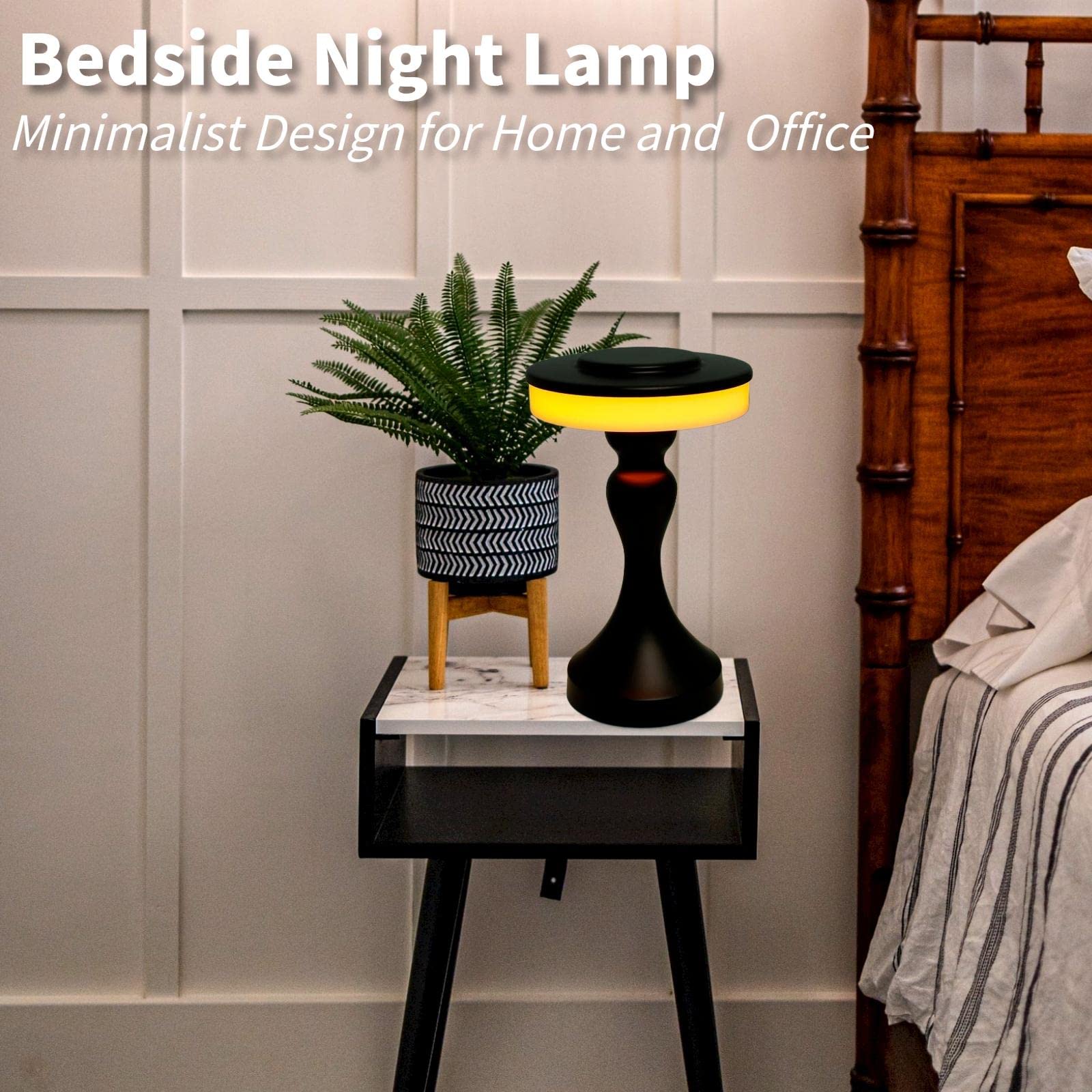 Foto 5 | Lámpara De Mesa Gzkpl, Mesita De Noche Inalámbrica, Led Regulable, Negra - Venta Internacional.