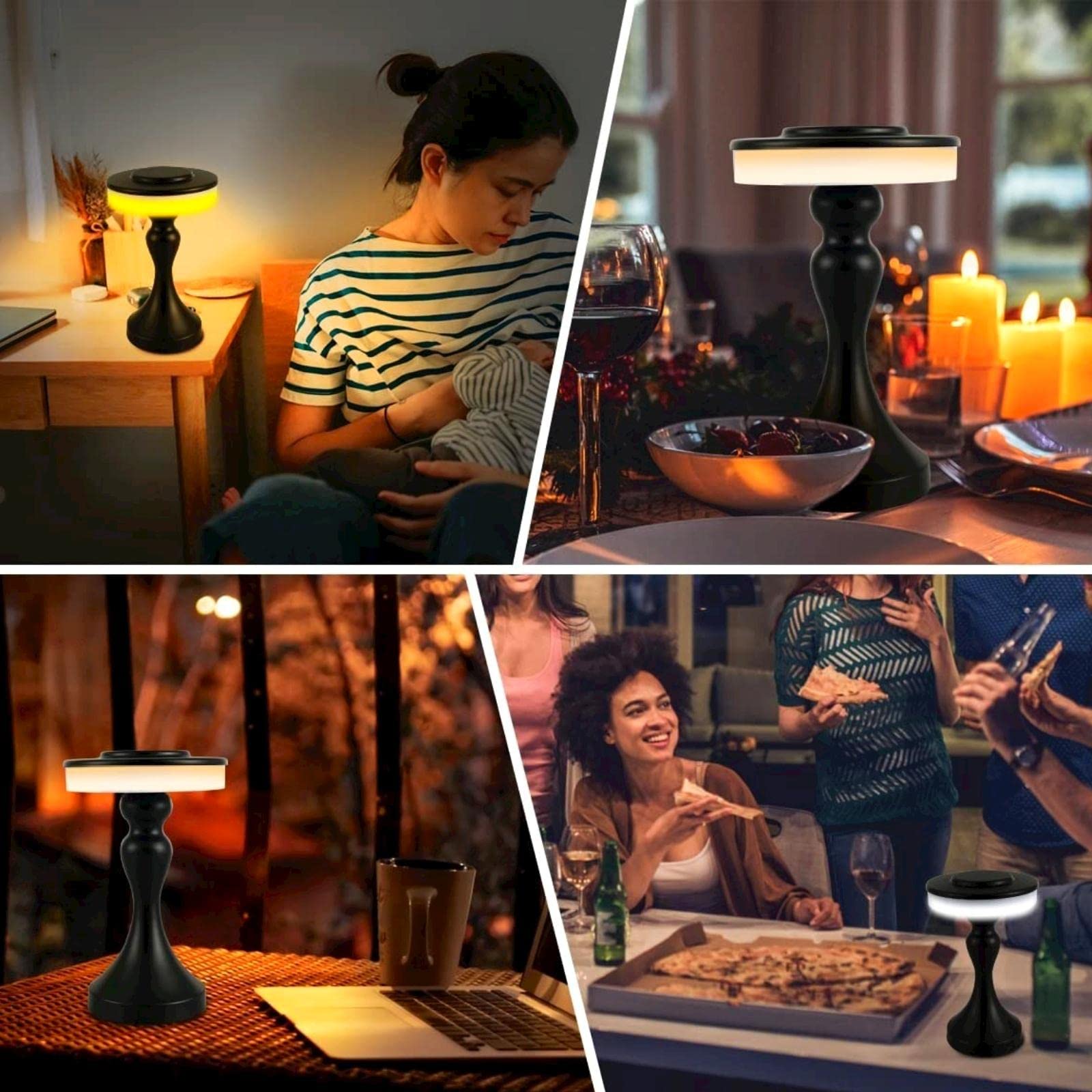 Foto 8 pulgar | Lámpara De Mesa Gzkpl, Mesita De Noche Inalámbrica, Led Regulable, Negra - Venta Internacional.