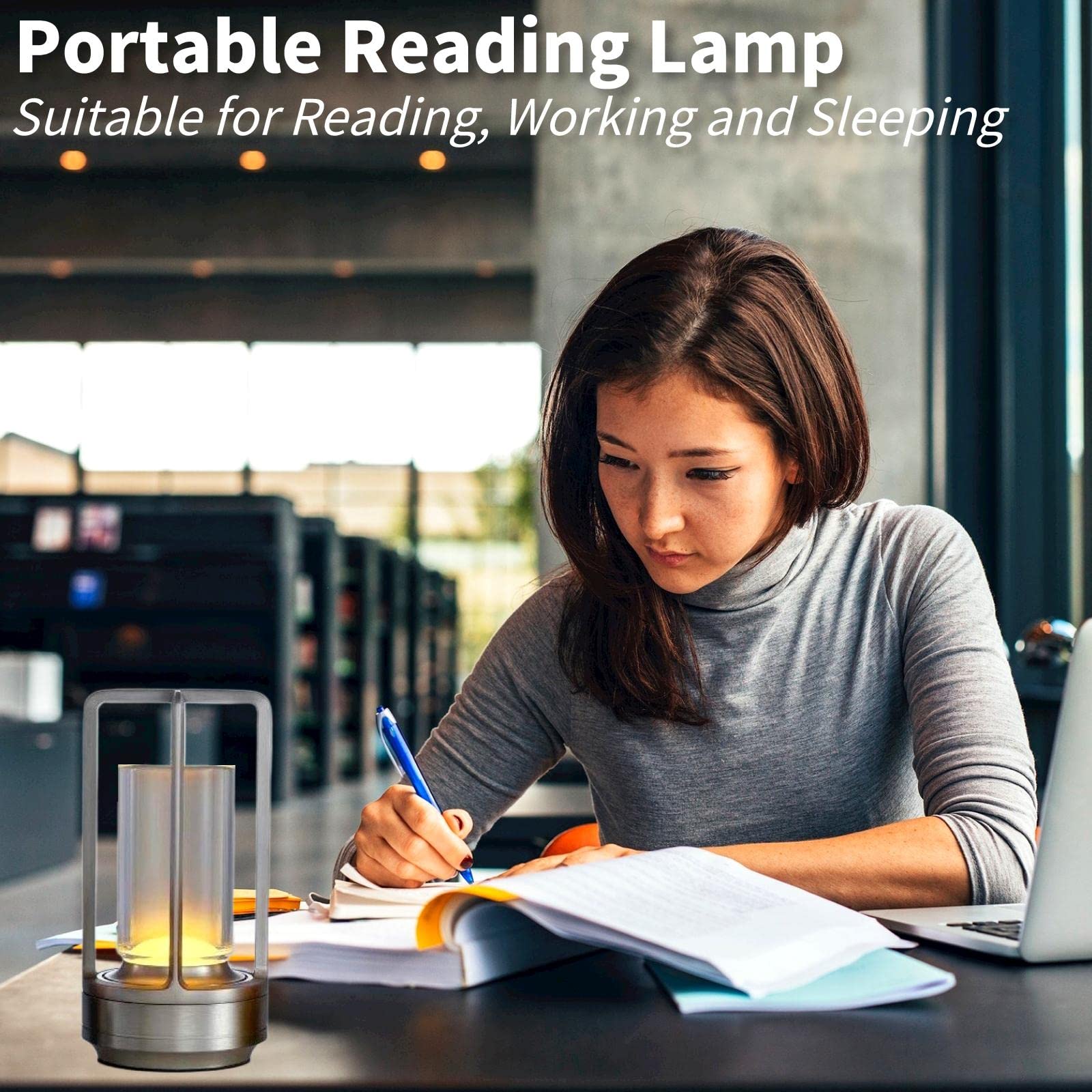 Foto 4 pulgar | Lámpara De Mesa Gzkpl Inalámbrica Recargable Led Regulable Plateada - Venta Internacional.