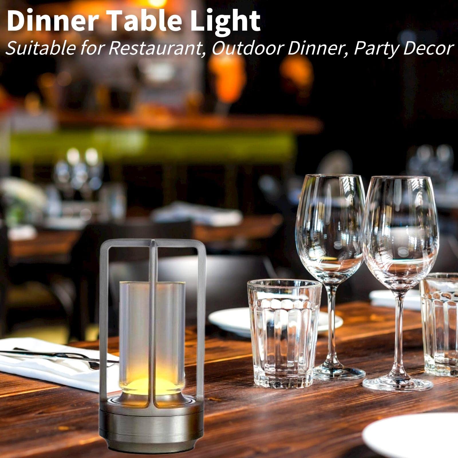 Foto 7 | Lámpara De Mesa Gzkpl Inalámbrica Recargable Led Regulable Plateada - Venta Internacional.