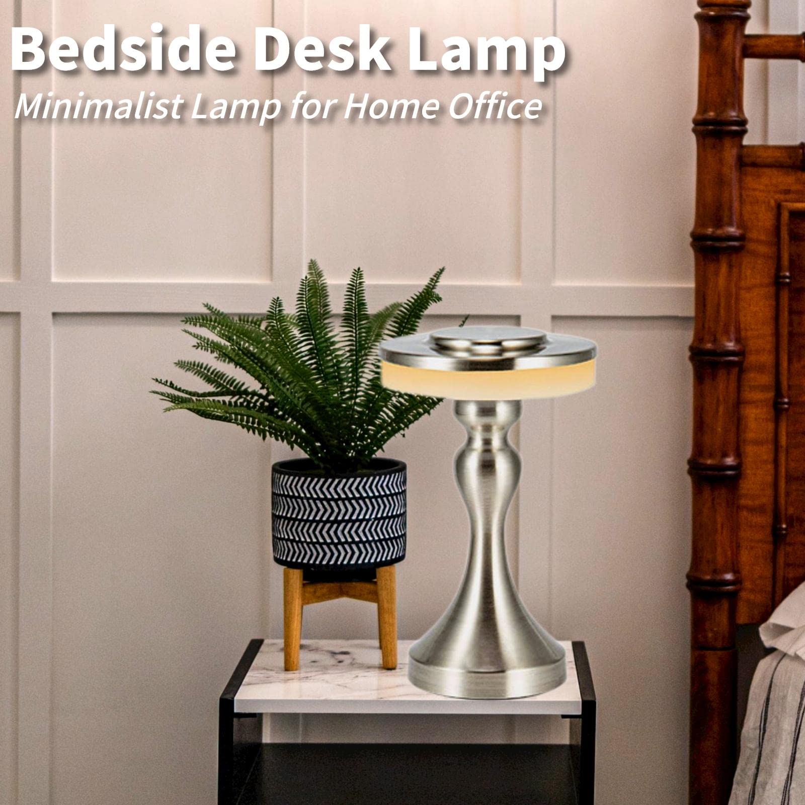 Foto 4 pulgar | Lámpara De Mesa Gzkpl, Mesita De Noche Inalámbrica, Led Regulable, Plateada - Venta Internacional.