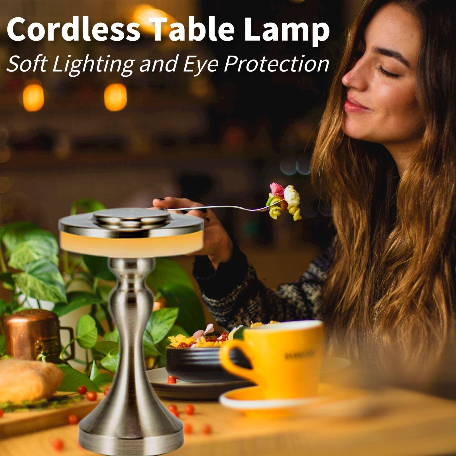 Foto 5 pulgar | Lámpara De Mesa Gzkpl, Mesita De Noche Inalámbrica, Led Regulable, Plateada - Venta Internacional.