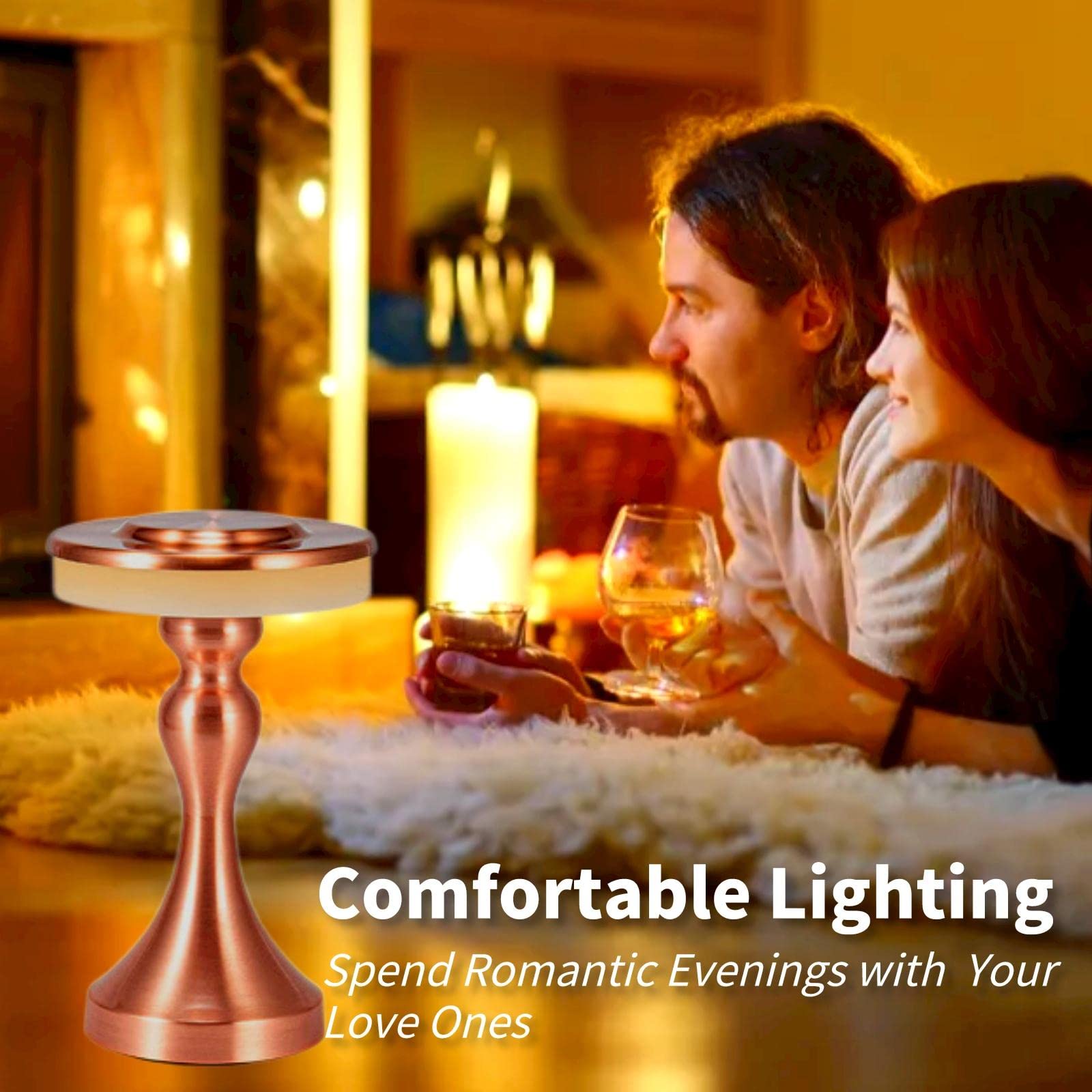 Foto 5 | Lámpara De Mesa Gzkpl, Mesita De Noche Inalámbrica, Led Regulable, Oro Rosa - Venta Internacional.