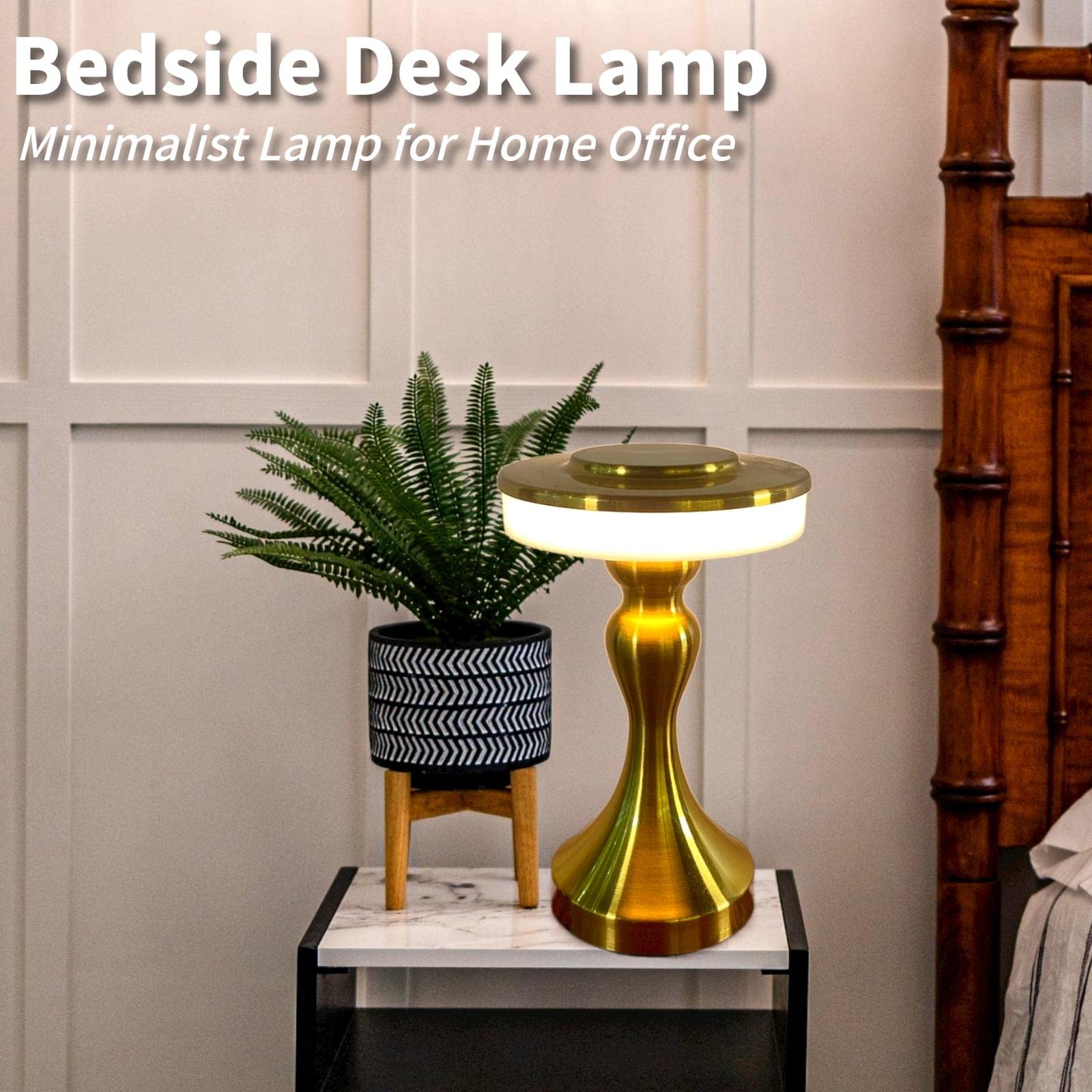 Foto 4 pulgar | Lámpara De Mesa Gzkpl, Mesita De Noche Inalámbrica, Led Regulable, Dorada - Venta Internacional.