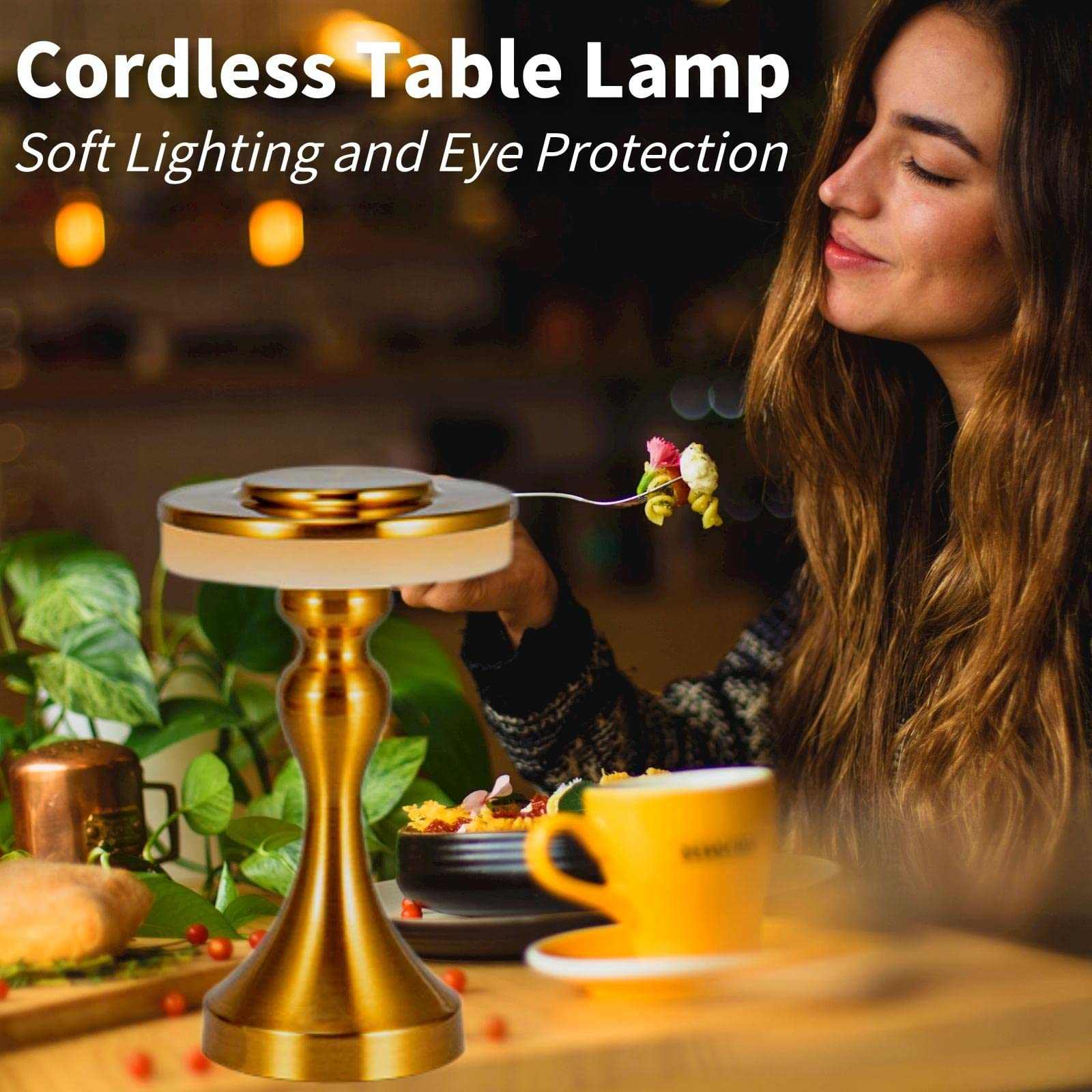 Foto 4 | Lámpara De Mesa Gzkpl, Mesita De Noche Inalámbrica, Led Regulable, Dorada - Venta Internacional.