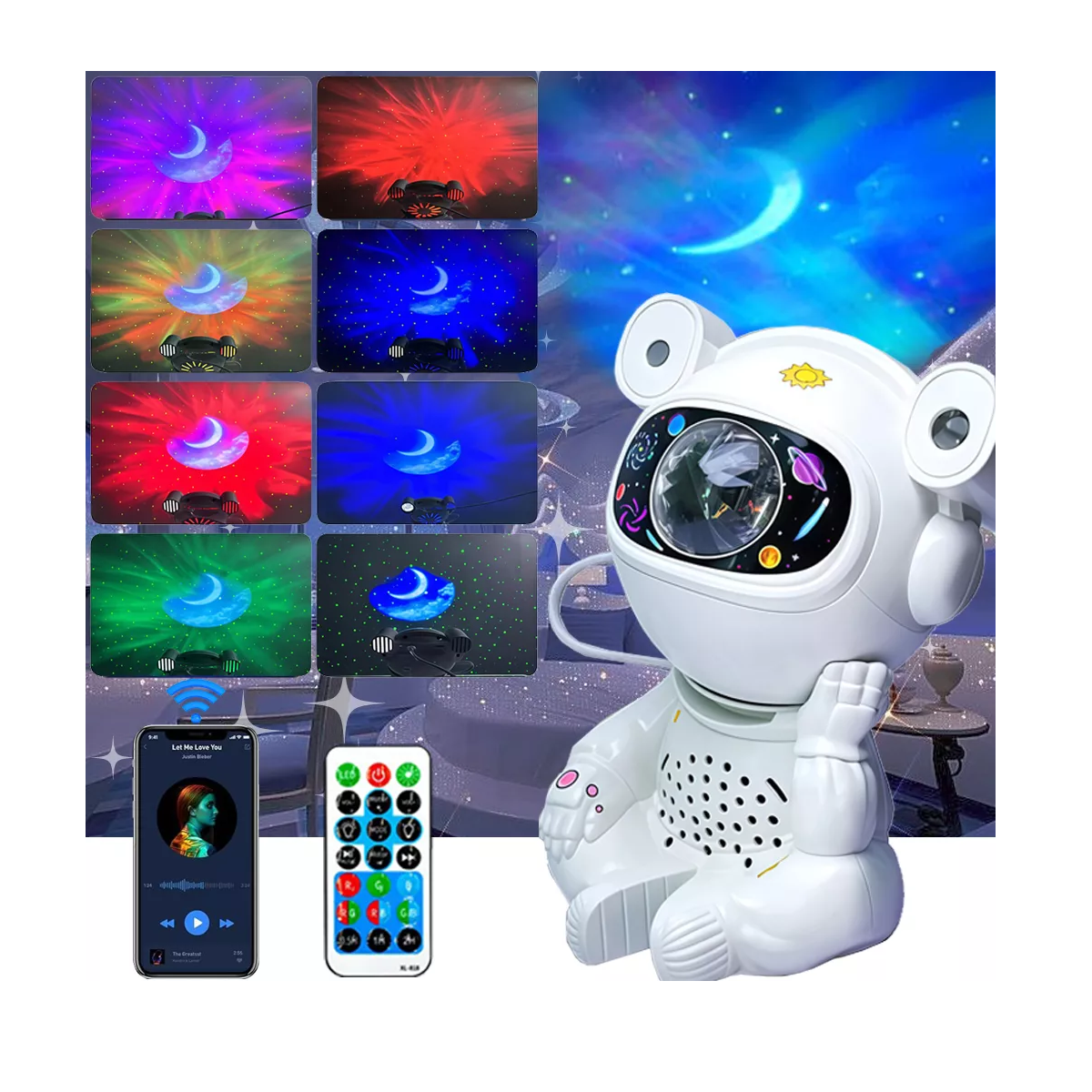 Foto 3 pulgar | Proyector Astronauta Bluetooth Música Estrella Luz De Noche Eo Safe Imports Esi-17988 Blanco