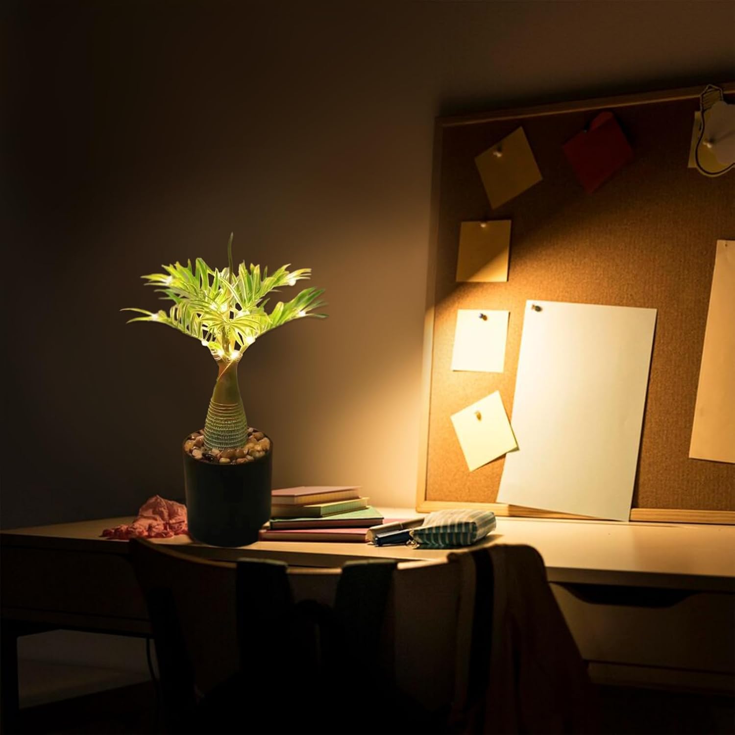 Foto 4 | Lampara De Noche Tipo Palmera Con Luz Led Y Piedras Decorativas