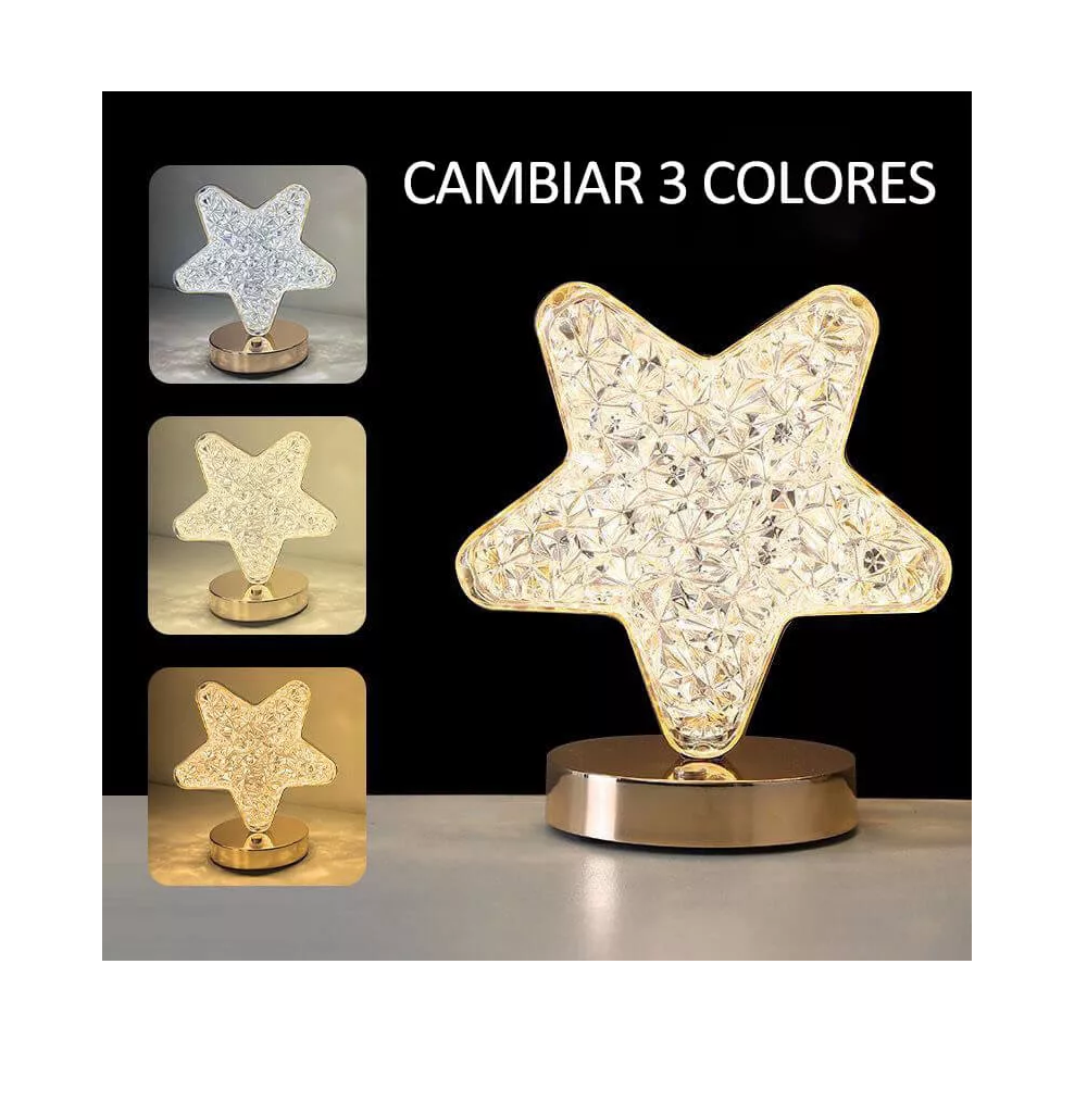 Foto 3 pulgar | Lampara Escritorio Led Cristal Estrella Blanca