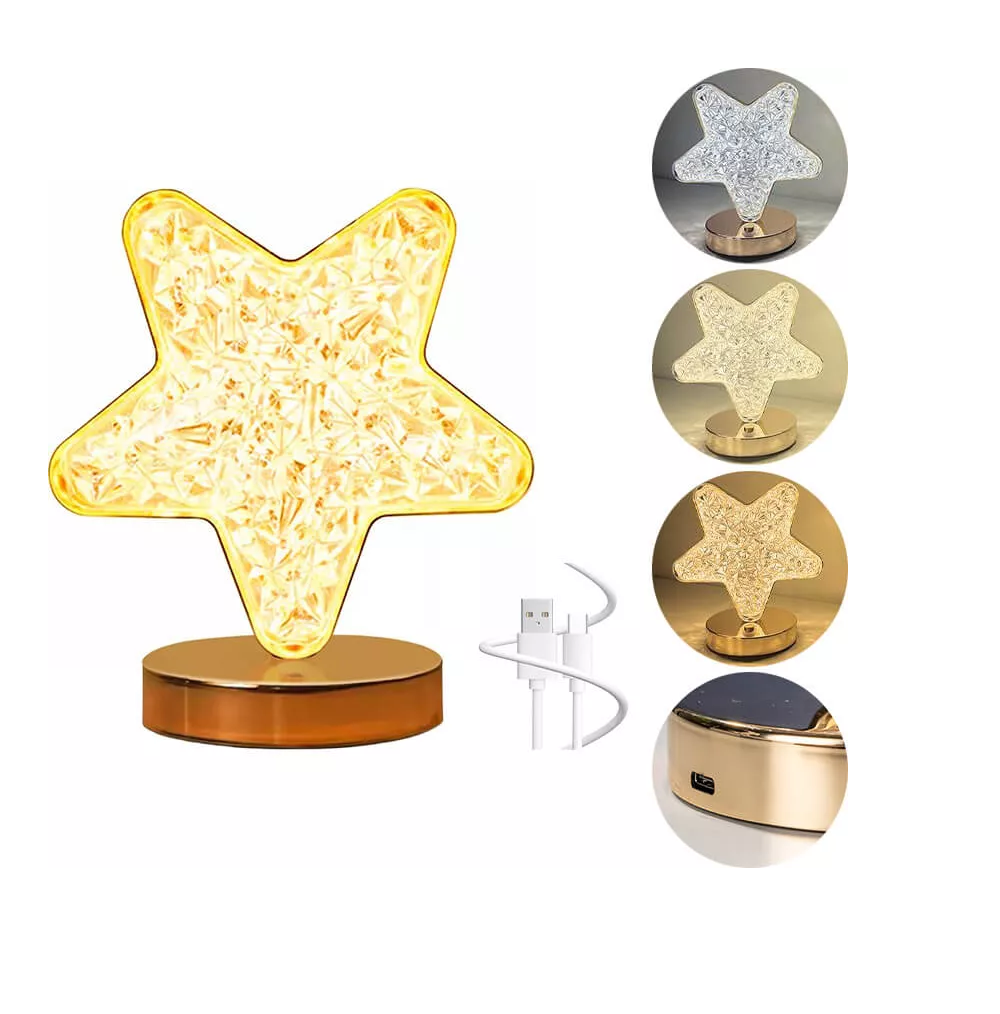 Foto 4 pulgar | Lampara Escritorio Led Cristal Estrella Blanca