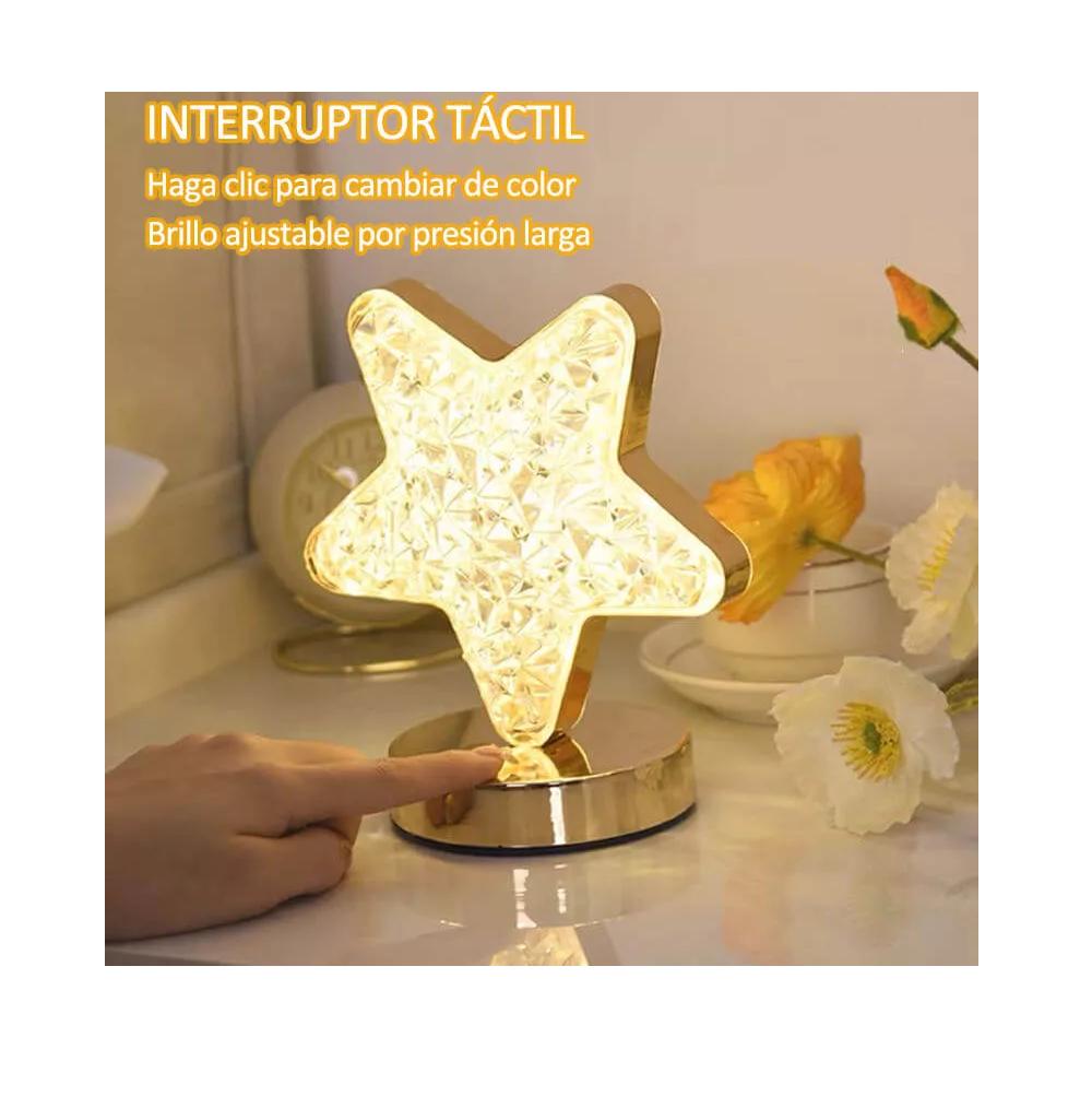 Foto 5 pulgar | Lampara Escritorio Led Cristal Estrella Blanca