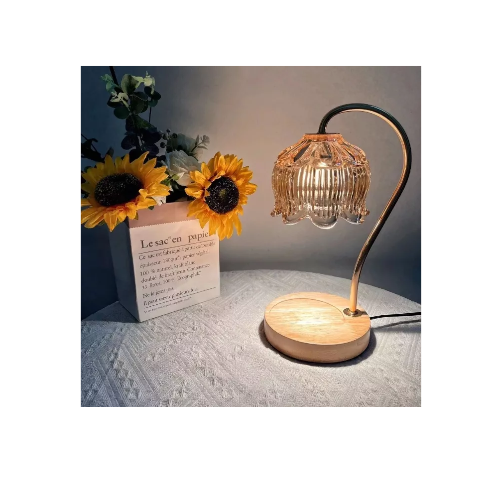 Foto 4 pulgar | Lámpara de Escritorio para Velas Belug con Temporizador Blanco/Dorado