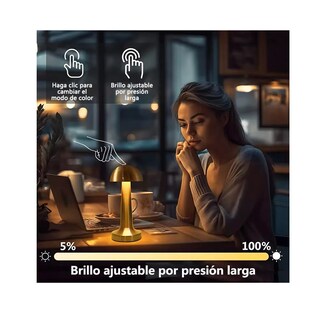 Foto 2 | Lámpara de Mesa Decoración Moderno 3 Colores Recargable Luz Led Dorado