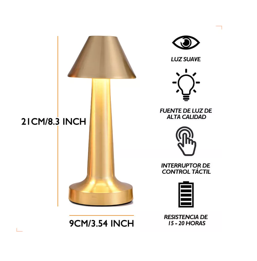 Foto 4 pulgar | Lámpara de Mesa Decoración Moderno 3 Colores Recargable Luz Led Dorado