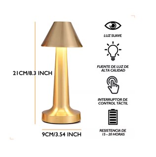 Foto 3 | Lámpara de Mesa Decoración Moderno 3 Colores Recargable Luz Led Dorado
