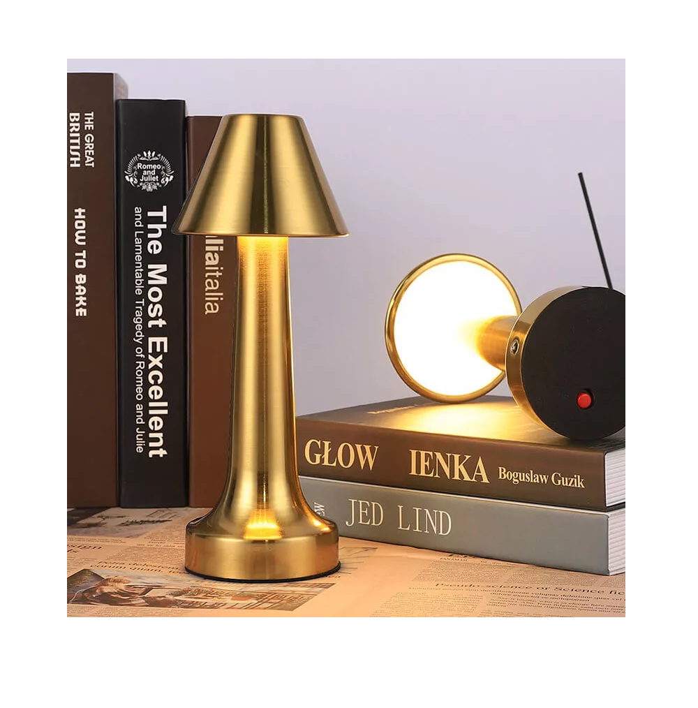Foto 4 | Lámpara de Mesa Decoración Moderno 3 Colores Recargable Luz Led Dorado