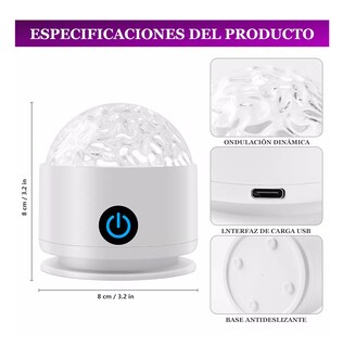Foto 4 | Lámpara De Mesa De Cristal Ocean Wave Con Control Táctil Blanco