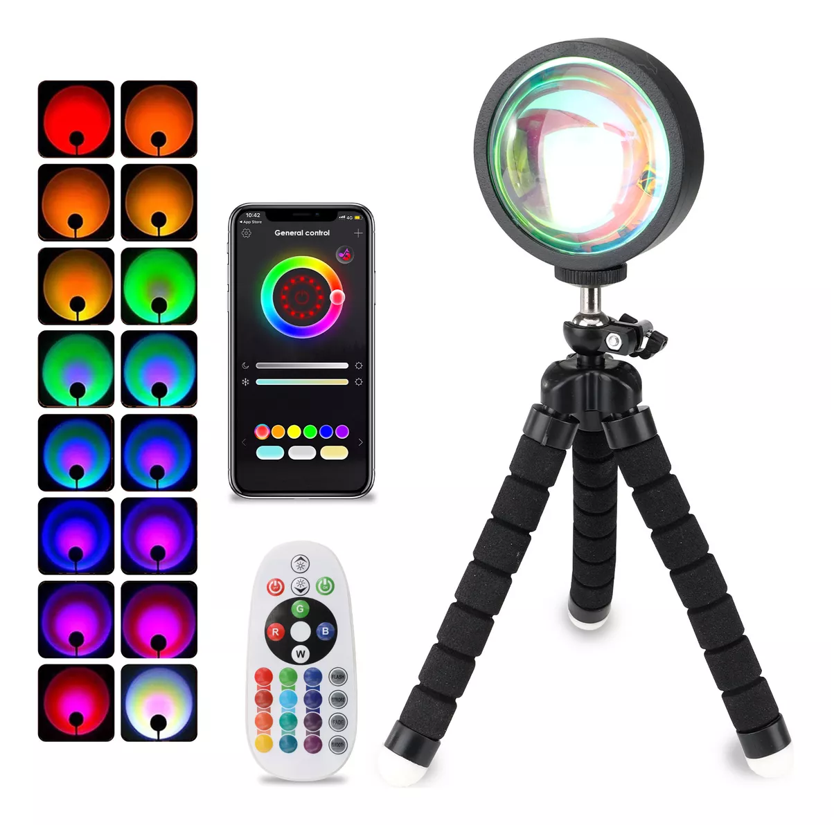 Foto 4 pulgar | Lámpara De Proyección Sunset Con App Control 16 Colores Negro