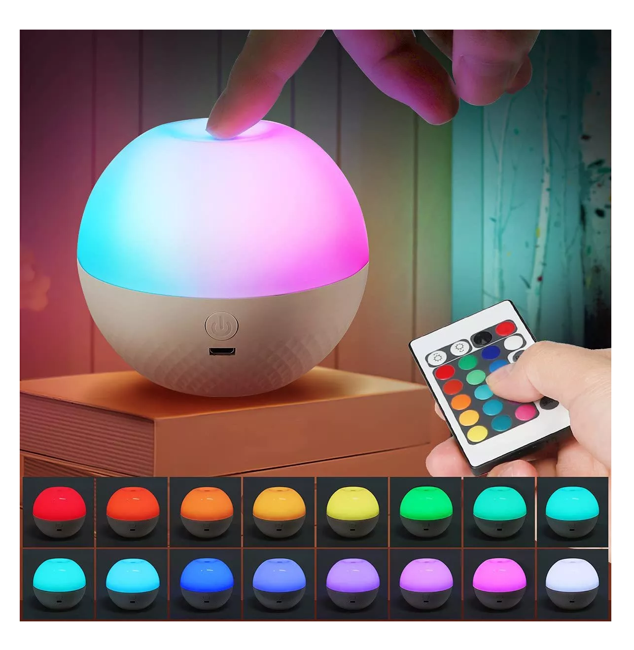 Foto 3 pulgar | Lampara De Noche Led Rgb Touch/control Recargable 2700k Blanco