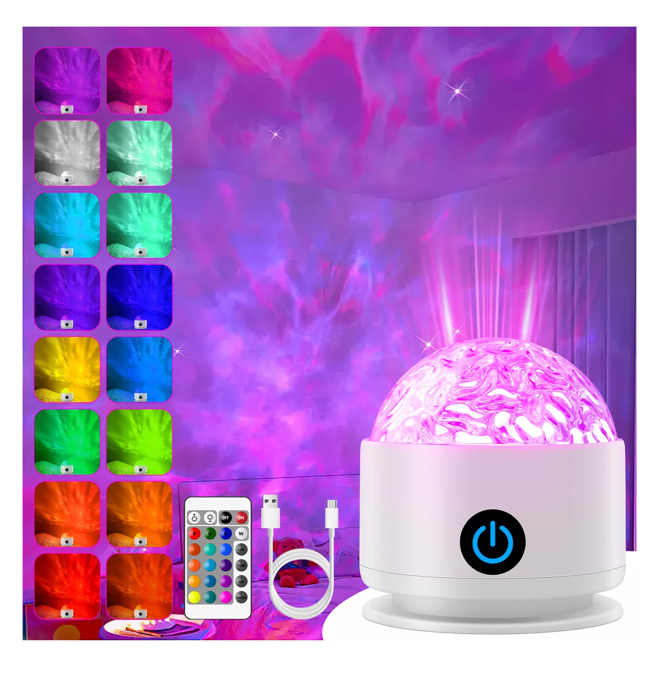Foto 2 | Lámpara De Mesa De Cristal Ocean Wave Con Control Táctil Blanco