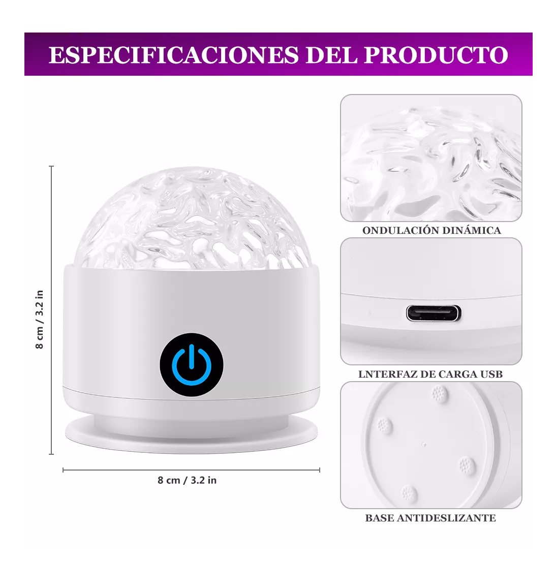 Foto 5 pulgar | Lámpara De Mesa De Cristal Ocean Wave Con Control Táctil Blanco
