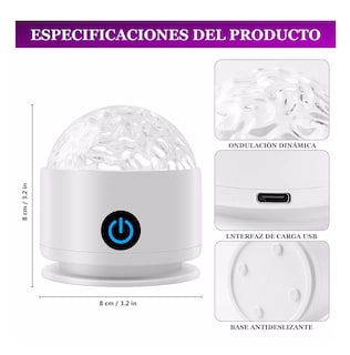 Foto 4 | Lámpara De Mesa De Cristal Ocean Wave Con Control Táctil Blanco
