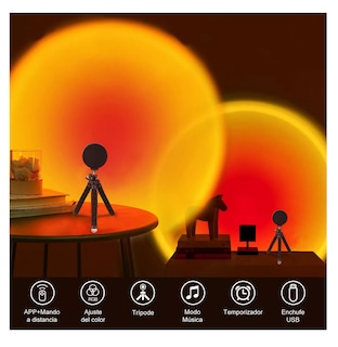 Foto 4 | Lámpara De Proyección Sunset Con App Control 16 Colores Negro