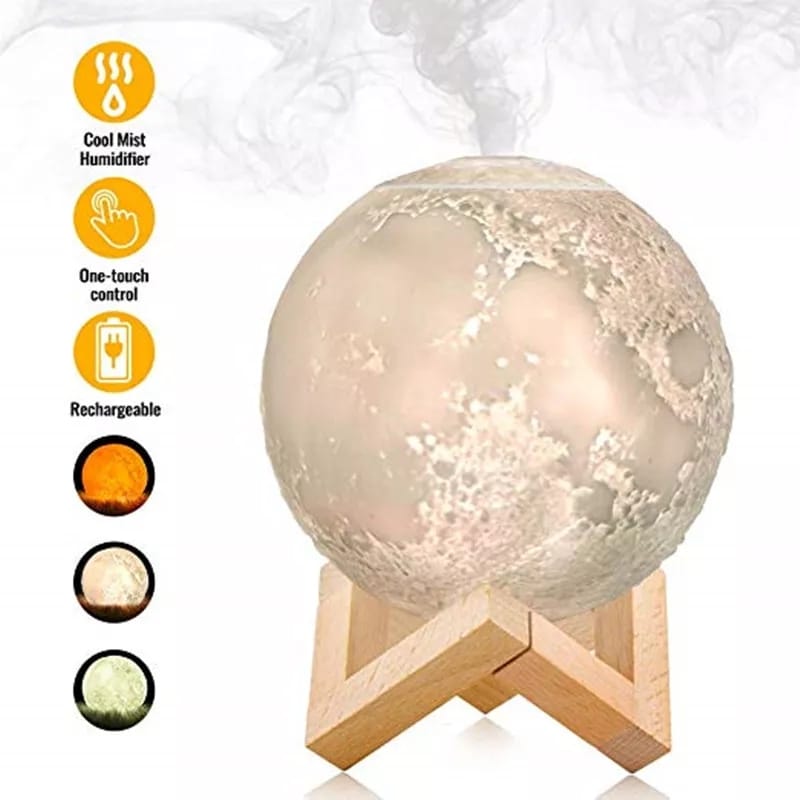 Foto 6 pulgar | Lampara En Forma De Luna Con Humificador 880 Ml Y Luz Led